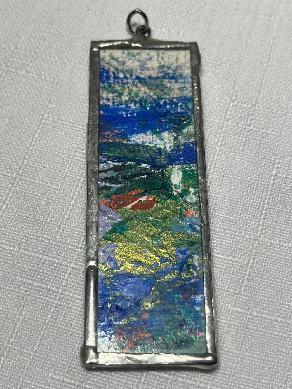 Handcrafted Blue & Green & purple Abstract Glass Pendant
Stained glass